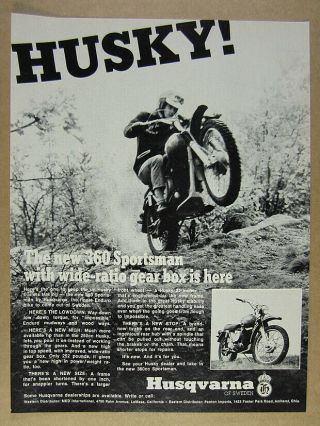 1969 Husqvarna 360 Sportsman Motorcycle Vintage Print Ad