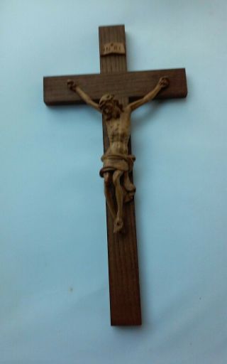 Albert Comploj Hand Carved Wooden Jesus Christ Crucifix Church Altar Cross