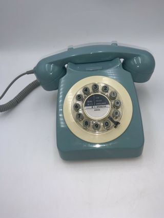 Retro Blue Teal Phone Push Button Rotary Dial Vintage Telephone Desk Gift Office