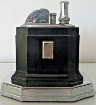 Vintage Art Deco Ronson Touch Tip Black Enamel Petrol Table Striker Lighter