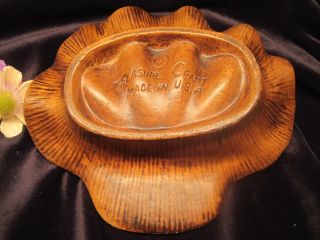 VTG Sea World Treasure Craft Ceramic Souvenir Orange Clam Shell Ash Tray Dish 4