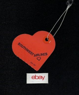 Southwest Airlines Heart Shaped Luggage Tag 1970 