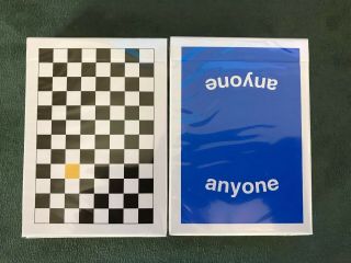 2 Decks Of Anyone Worldwide Playing Cards (1) Yellow Checkerboard & (1) Blue Logo