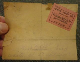 1909 Union Railroad Depot Kansas City Missouri Registered Label On Note