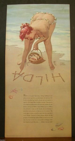 Bryers Hilda Cover Page 1959 Calendar Page At Beach Writing In Sand Seashells
