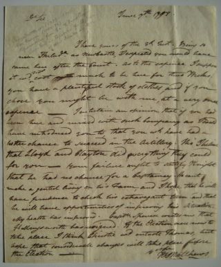 Antique 1798 Letter From Maryland Representative William Matthews; Old