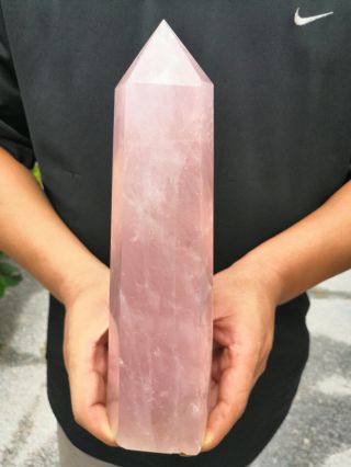Natural Rose Quartz Crystal Obelisk Pink Crystal Pillars Healing 2.  75lb