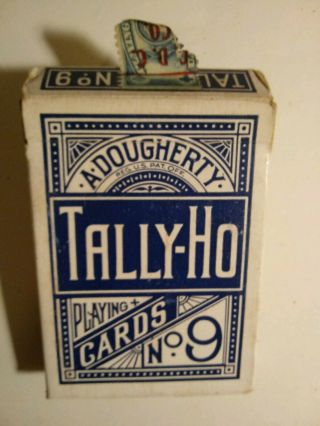 Tally Ho No 9 A Dougherty Vintage Playing Card Deck 52 Cards Blue