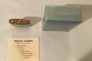 Vintage Princess Gardner Light Blue Cigarette Case And Lighter Set MCM 4