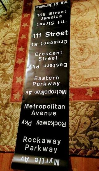 NYC subway side rollsign of BMT R - 16 cars,  made 1969,  J/M train lines Brooklyn 3