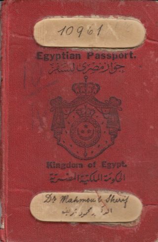 Egypt Kingdom 1924 Expired Passport With Italy & Switzerland Revenue Stamps