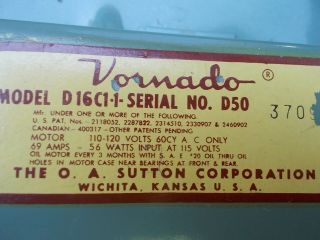Vintage Vornado D16c1 /D50/ 2 Speed Fan Art Deco Mid Century 6
