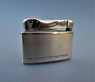 Vintage LADY Benzine Petrol Lighter with TOTTA portuguese Bank advertising 3
