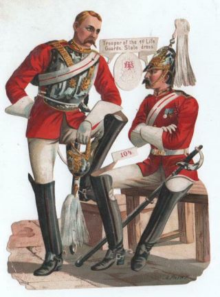 Victorian Chromo Scrap By Arthur Payne.  Troopers 1st Life Guards By Raphael Tuck