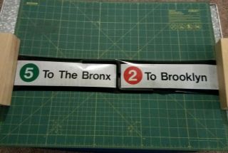 Nyc Subway Irt Redbird Side Route Roll Sign Piece Sm - 5 To Bronx/2 To Brooklyn