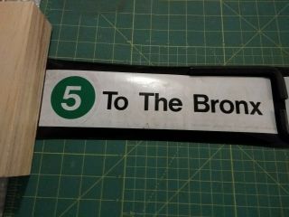 NYC Subway IRT Redbird Side Route Roll sign piece sm - 5 to Bronx/2 to Brooklyn 2