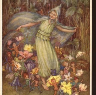 Near.  " The Fairy Troupe " Carry Spring Flower Blossoms,  Tarrant Postcard