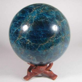 3.  1 " Blue Apatite Crystal Sphere Ball W/ Stand - Madagascar - 79mm - 1.  8 Lbs.