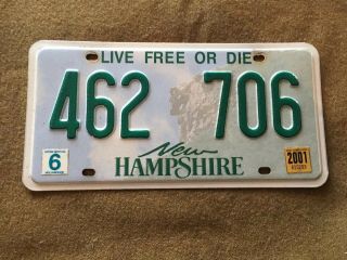 Hampshire Nh License Plate 462 706 6digit