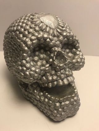 Life Size Silver Skull Decoration