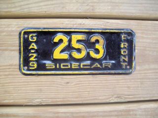 1929 Georgia Sidecar License Plate Motorcycle Front