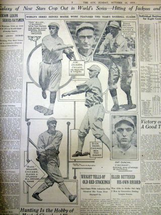 1919 Newspaper W Photo Shoeless Joe Jackson W Chicago White Sox Baseball Team