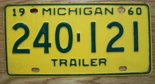 Single Michigan License Plate - 1969 - 240 - 121 - Trailer