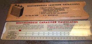 Vintage Westinghouse Capacitor Calculator Slide Rule W Case,  Hard 2 Find Item