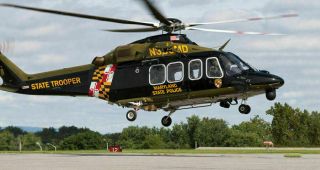 Agustawestland Aw139 Maryland State Police Solid Wood Desktop Helicopter Model