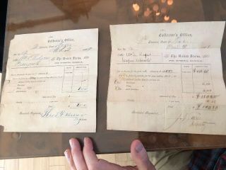 2 Corpus Christi Texas Internal Revenue Tax Receipts 1860s William Long Rogers