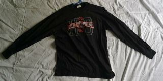 Vintage Harley Davidson Motor Cycles Quebec Irwin L Black Long Sleeve Shirt 114