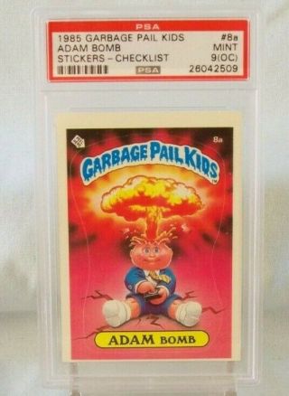 1985 Adam Bomb 8a Psa 9 (oc) Garbage Pail Kids Os1 Sticker Checklist 26042509