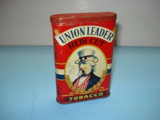 Union Leader Pocket Tobacco Tin.  Uncle Sam.  One