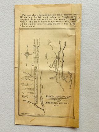 1897 King Solomon Consolidated Mining Company Advertising Pamphlet