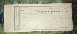 1875 European & North American Railway Document Receipt Trains Rr Bangor Maine