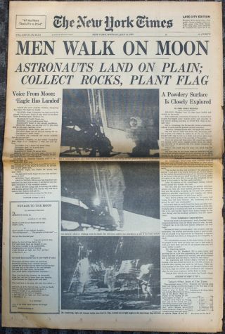 6the York Times July 21 1969 Men Walk On Moon Newspaper Paper