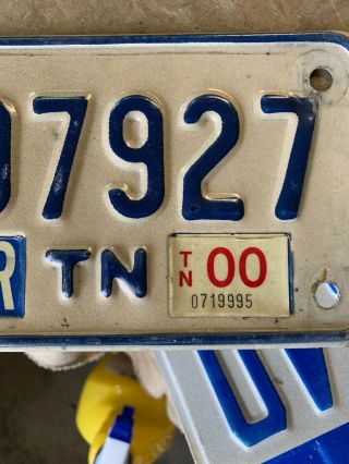 Tennessee Motorcycle License Plate 1995.  tag 2000.  ZD - 7927. 3