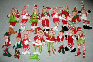 16 Vintage Style Christmas Pixies Elves Decor Ornaments Bendable Flexible