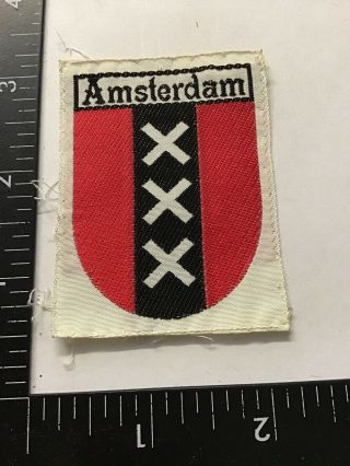Vtg Amsterdam Travel Souvenir Sew - On Patch Flag Crest Emblem Badge