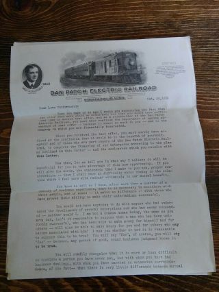 Dan Patch Electric Line Railroad Letterhead Savage Investment 1915 2