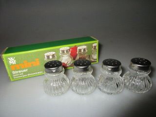 Set Of 4 Wmf Mini Crystal Glass Fine Quality Vintage Salt - Pepper Shakers