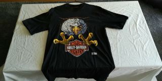 Vintage Harley Davidson Motorcycles Flying Eagle Canadiana L Black T Shirt 172