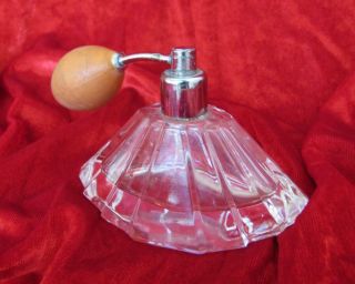 Antique Art Deco Crystal Glass Perfume Bottle W/atomizer