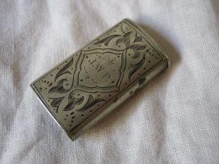 Antique Small White Metal Vesta Case Matchsafe For Lady? C1880