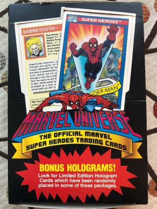1990 Marvel Universe Trading Cards Box W/ Bonus Holograms 36 Packs