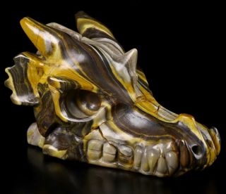 5.  2 " Zebra Jasper Carved Crystal Dragon Skull,  Crystal Healing