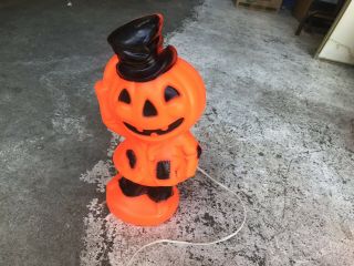 Vintage 1969 Empire Plastics Halloween Jack O Lantern Pumpkin Top Hat Blow Mold