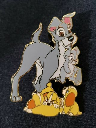 Authentic Disney Pin Le 500 Tramp And Pups Disney Htf Pin