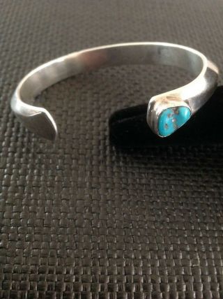 Orville Tsinnie Navajo Sterling Silver Turquoise Carinated Cuff Bracelet,  Marked