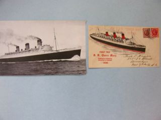 Cunard Line,  Ss Queen Mary,  Ocean Liner,  Maiden Voyage Envelope,  1936,  Mag Page